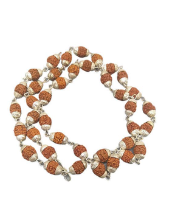 Rudraksha Mala - covered in white metal